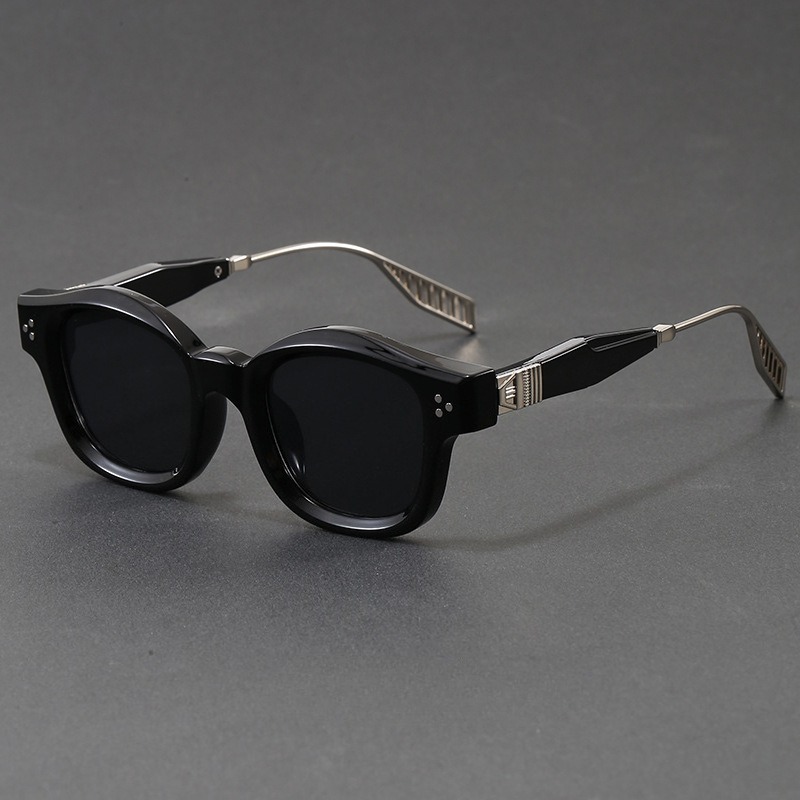 Sunglasses Polarized Men - 레트로 스퀘어 아세테이트 선글라스 리벳 장식