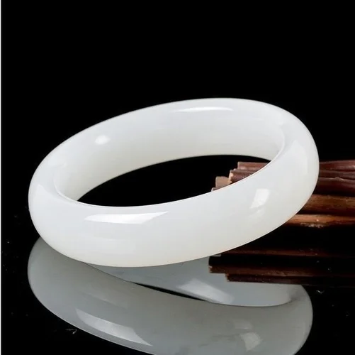 Men Accessories For Hand - 천연 화이트 옥 팔찌, 매력적인 주얼리