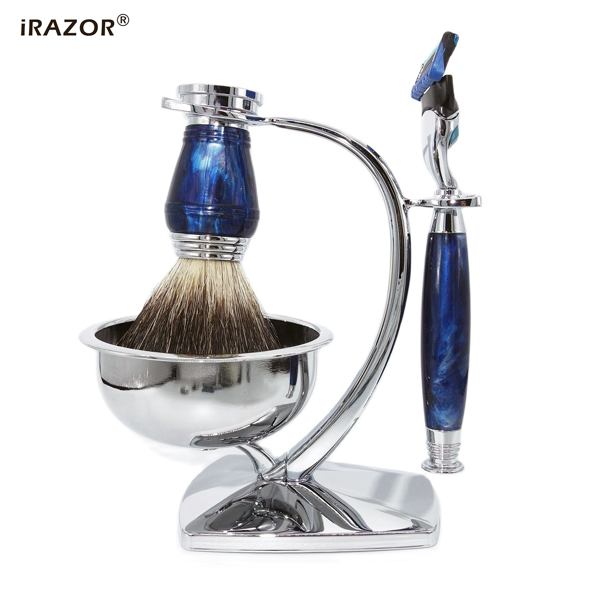 Men Accessories Combo Gift - IRAZOR Royalblue 퓨전 안전 면도기 키트,