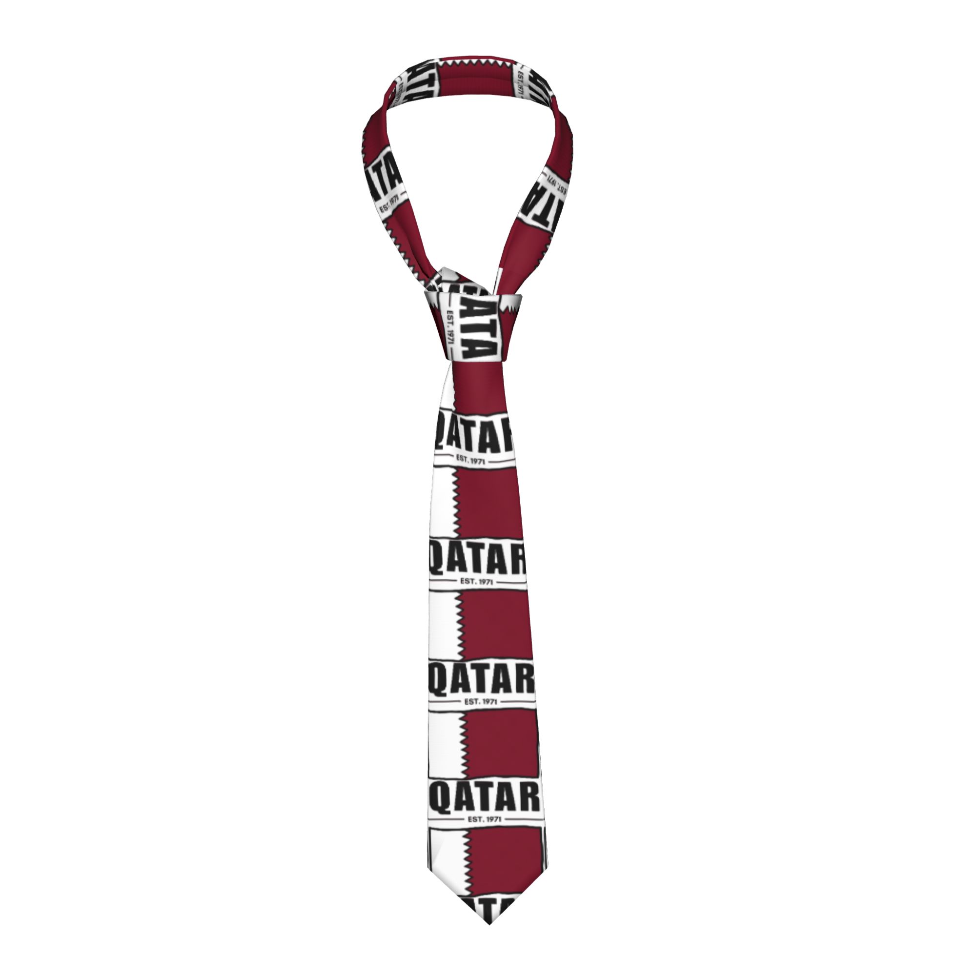 Men Accessories Qatar - 카타르 Est.1971 손으로 그린 ​​국기 넥타이