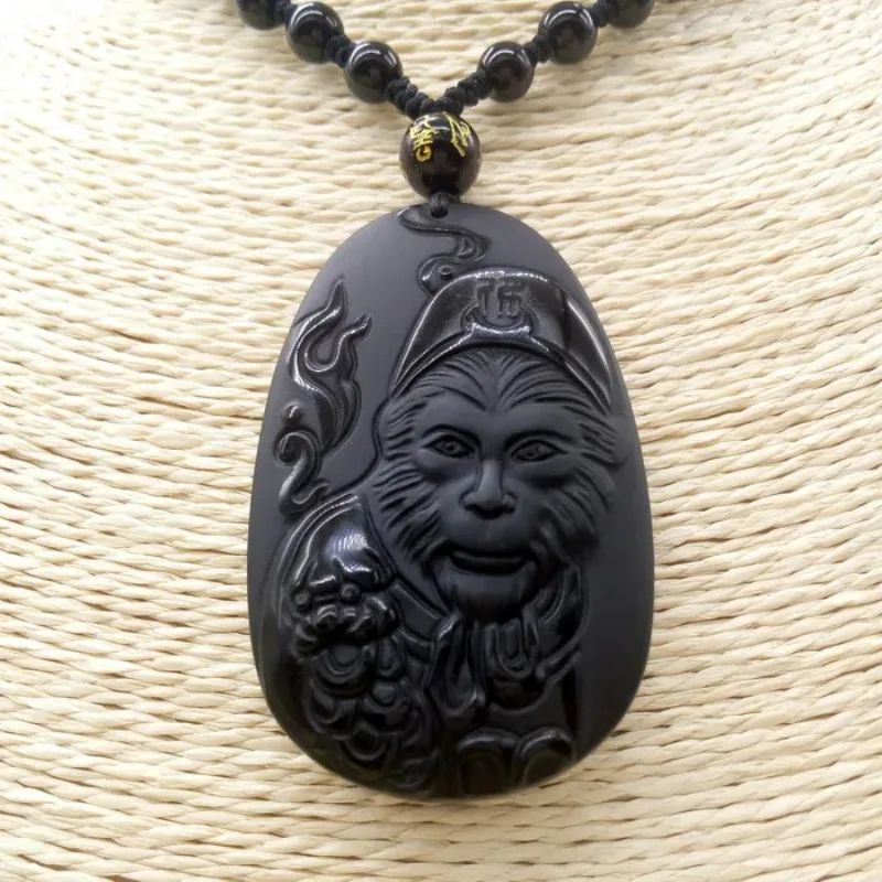 Men Accessories For Hand - 천연 흑요석 태양 WuKong 펜던트 원숭이