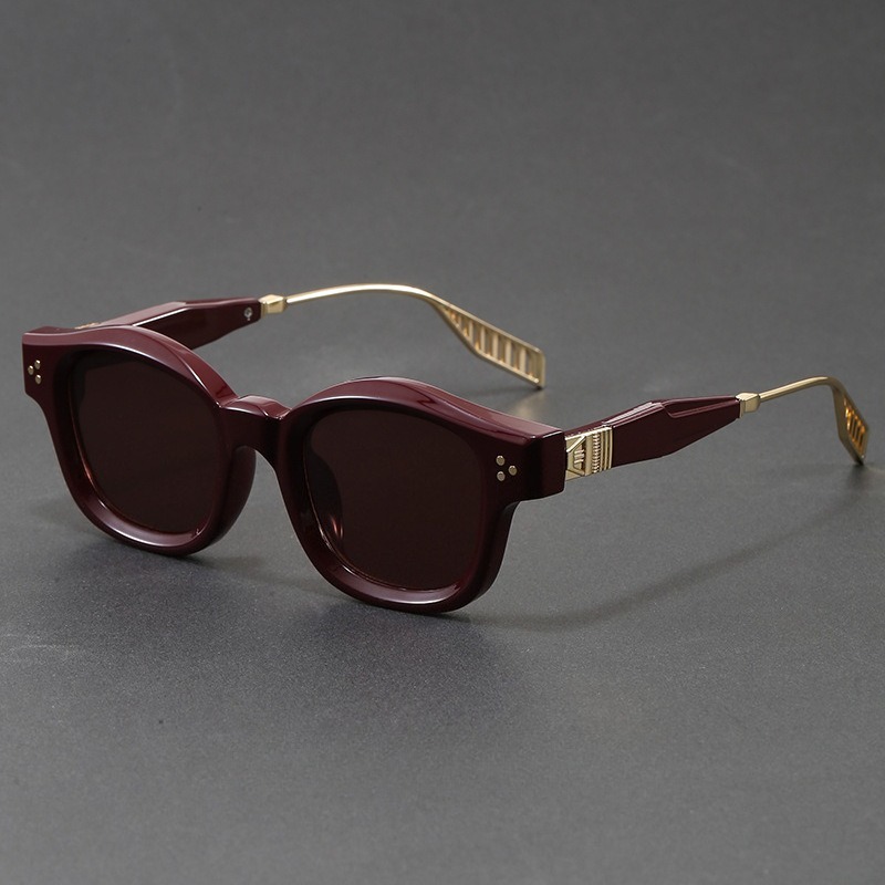 레트로 스퀘어 아세테이트 선글라스 리벳 장식 메탈 템플 - Sunglasses Polarized Men 리뷰 및 가격