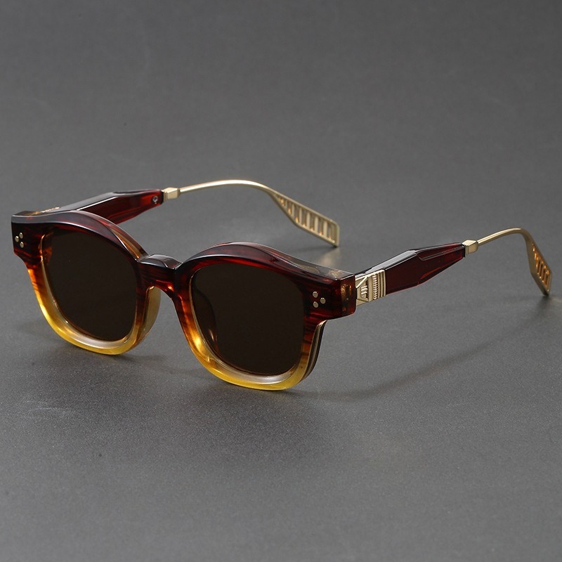 레트로 스퀘어 아세테이트 선글라스 리벳 장식 메탈 템플 - Sunglasses Polarized Men 리뷰 및 가격