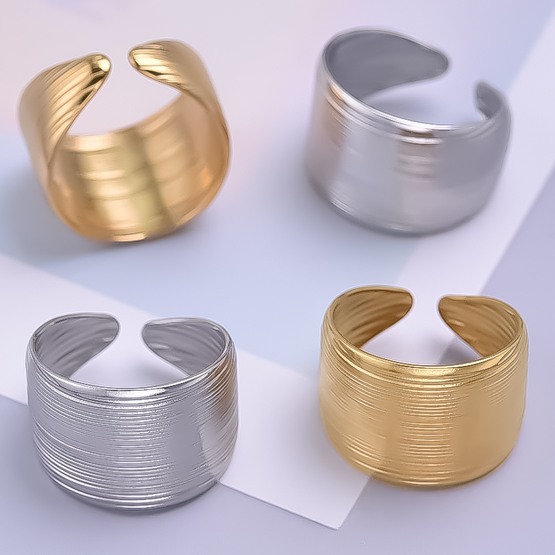 한국 패션 와이드 링 여성을위한 오픈 스테인레스 스틸  - Men Accessories Drawing 리뷰 및 가격